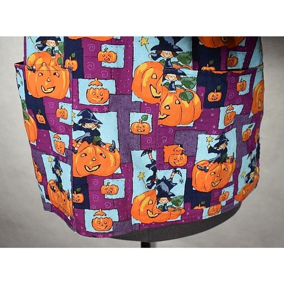 Women's Scrub Top Halloween Pumpkin Pattern Size Small - Picture 3 of 10